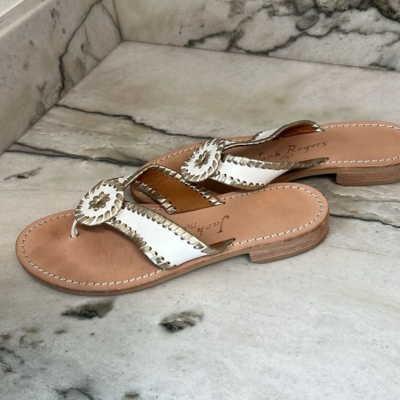 JACK ROGERS “RO” SANDAL White & gold - Picture 2 of 5